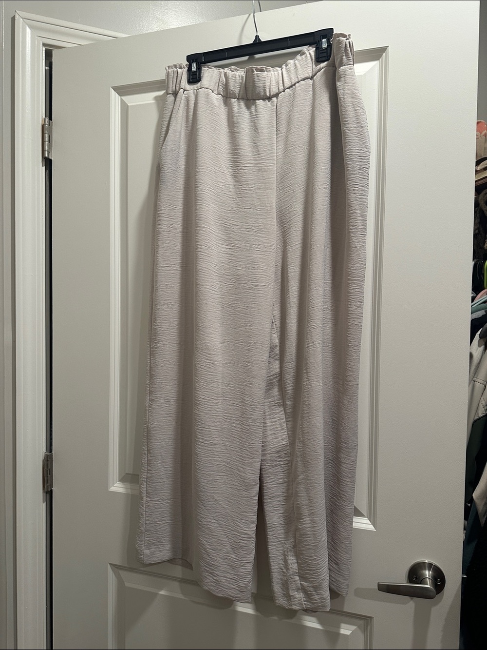 Hilary Radley Light Beige Wide-Leg Pants